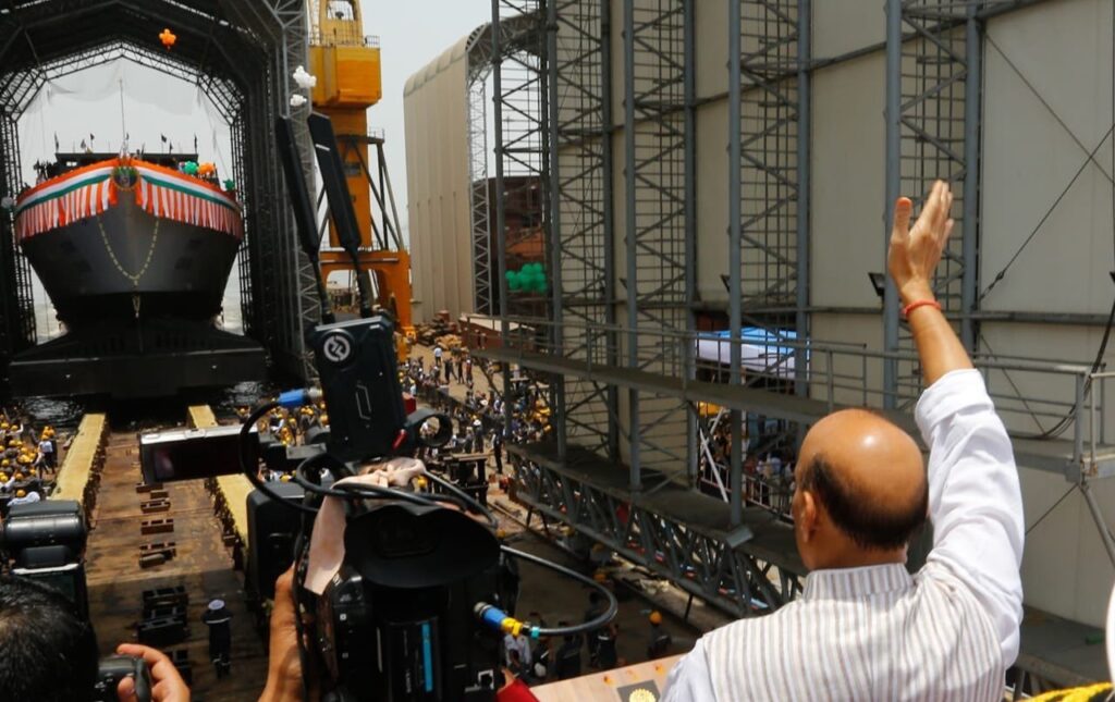 Rajnath Singh launches warships in Mumbai on Tuesday 