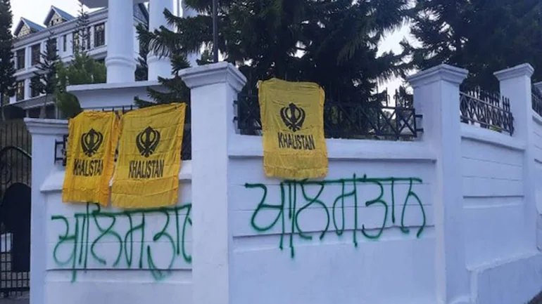Khalistan flags hung at entrance of Himachal Pradesh assembly gate on Sunday morning
