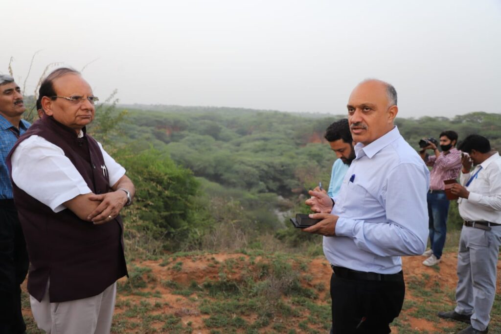 The L-G inspected two sites in the reserved forest area along with officials of the concerned departments. 