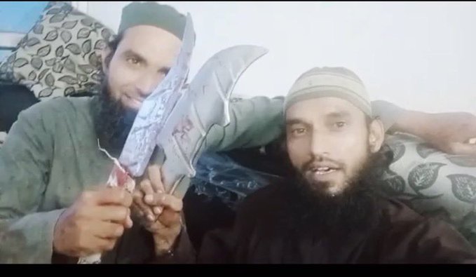 A screengrab of the duo who claimed responsibility of the Udaipur murder beheading
