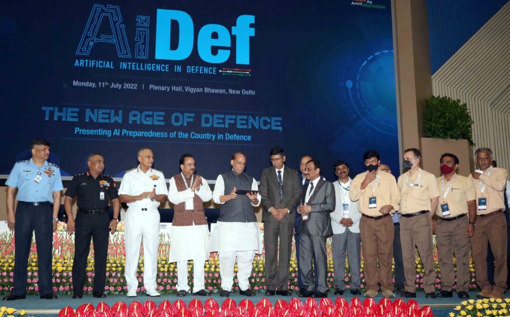 Raksha Mantri Rajnath Singh,  X-rays,  Defence Research & Development Organisation (DRDO), Defence Public Sector Undertakings (DPSUs), AI in Defence (AIDef), Azadi Ka Amrit Mahotsav, MoD,  Prime Minister Narendra Modi,  MoUs, Global Hub for AI,  defence, health, medicine, agriculture, trade, commerce,  transport, Armed Forces, Defence Secretary Dr Ajay Kumar ,  Chairman DRDO Dr G Satheesh Reddy,  Vasudhaiva Kutumbakam, Defence AI Council, Raksha Rajya Mantri Ajay Bhatt, Chief of the Naval Staff Admiral R Hari Kumar, Chief of the Army Staff General Manoj Pande, Secretary, Department of Defence R&D , Vice Chief of the Air Staff Air Marshal Sandeep Singh, 