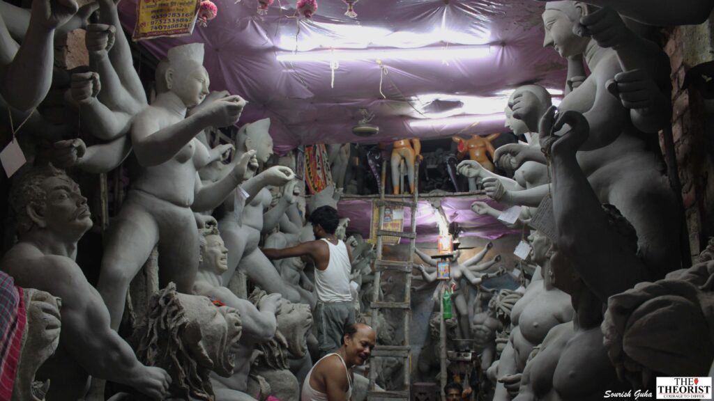 A shop at Kumortuli displays various types of idols | Photo: Sourish Guha